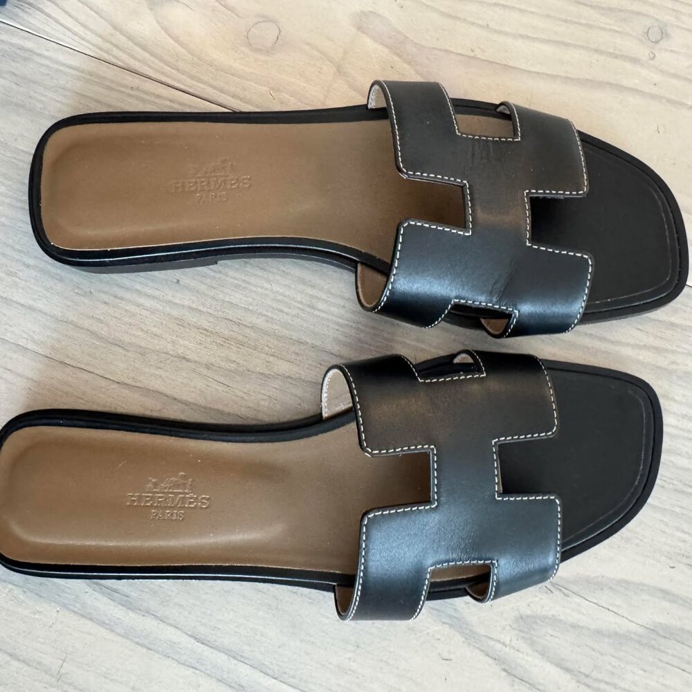 Hermes Oran Sandal Black *Authentic*